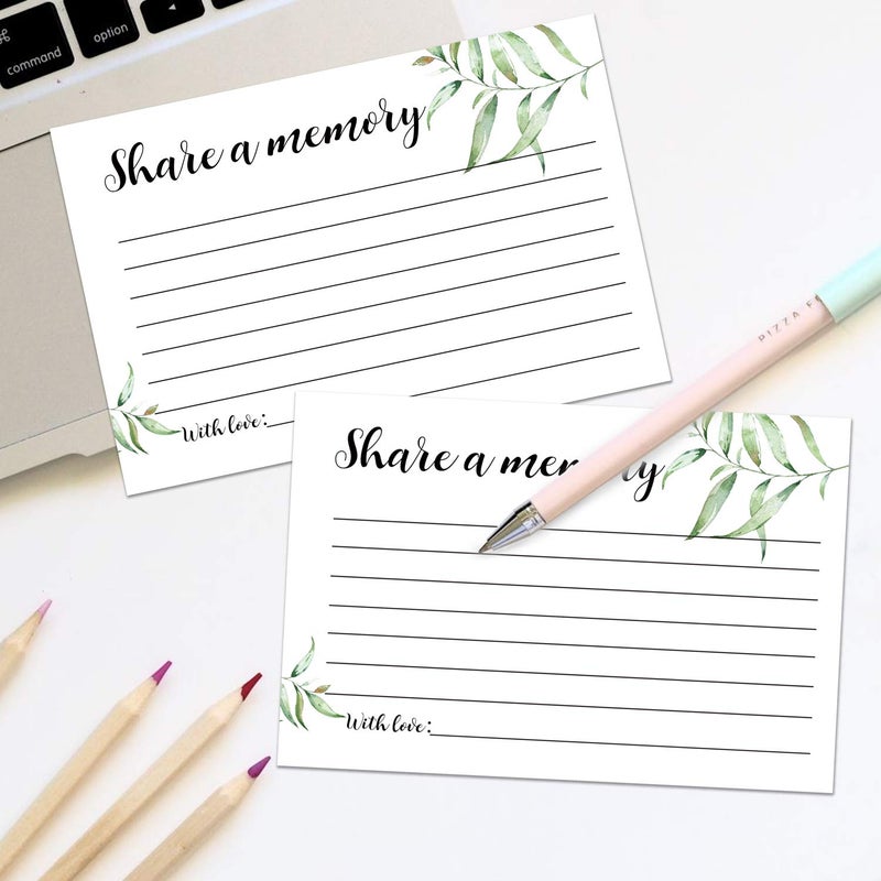 Giftideaworkshop 50 Greenery Share A Memory Cards for Celebration of Life Birthday Anniversary Memorial Funeral Graduation Bridal Shower Game, Guest Book Ideas, and Alternatives.4x6 Inches. - Image 2